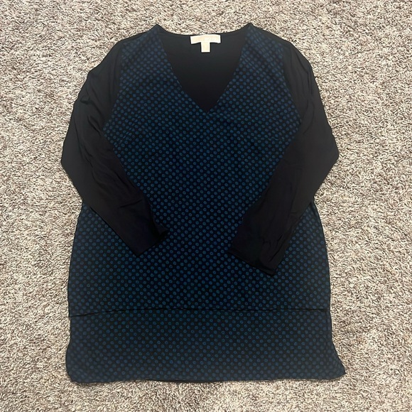 Michael Kors 3/4 sleeve blouse.  Medium. Black/turquoise. - Picture 1 of 5
